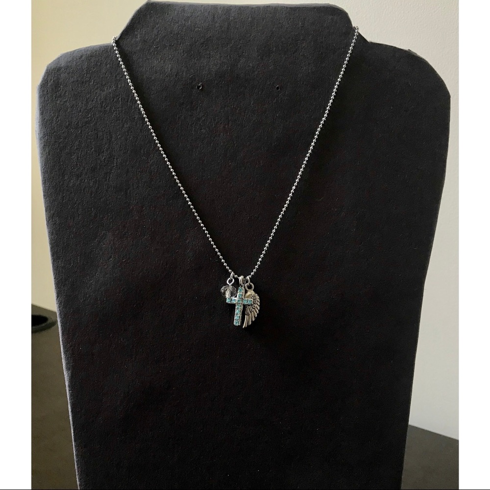 Cross Necklace with Blue Crystals
